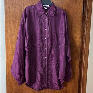 Express Compaganie Internationale Women's Purple Silk Blouse Y2K VTG